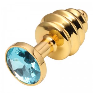Анальная пробка рельефная Gold Relief Light Blue S