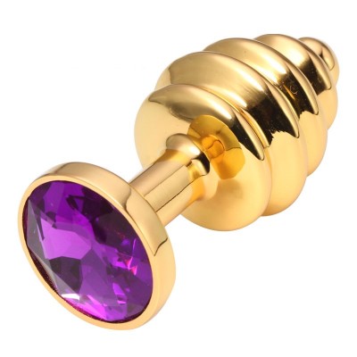 Анальная пробка рельефная Gold Relief Violet S