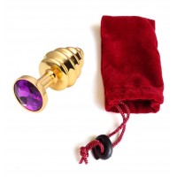 Анальная пробка рельефная Gold Relief Violet S