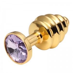 Анальная пробка рельефная Gold Relief Purple S