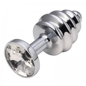 Анальная пробка рельефная Silver Relief Diamond S