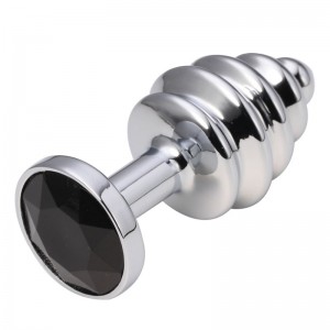 Анальная пробка рельефная Silver Relief Black S