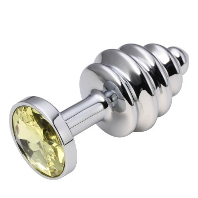 Анальная пробка рельефная Silver Relief Yellow S