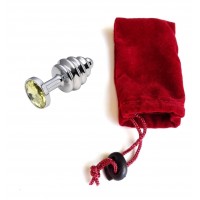 Анальная пробка рельефная Silver Relief Yellow S