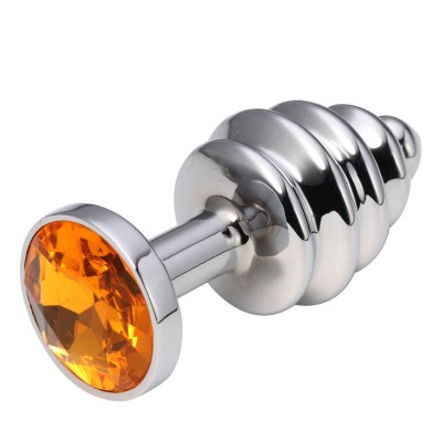 Анальная пробка рельефная Silver Relief Orange S