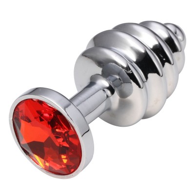 Анальная пробка рельефная Silver Relief Ruby S