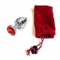Анальная пробка рельефная Silver Relief Ruby S