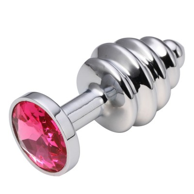 Анальная пробка рельефная Silver Relief Fuchsia S