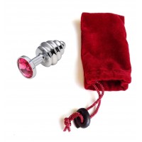 Анальная пробка рельефная Silver Relief Fuchsia S