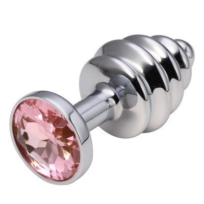 Анальная пробка рельефная Silver Relief Pink S