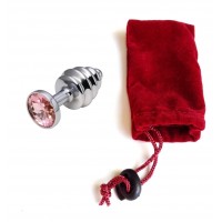 Анальная пробка рельефная Silver Relief Pink S