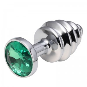 Анальная пробка рельефная Silver Relief Green S