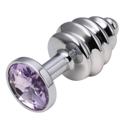 Анальная пробка рельефная Silver Relief Purple S