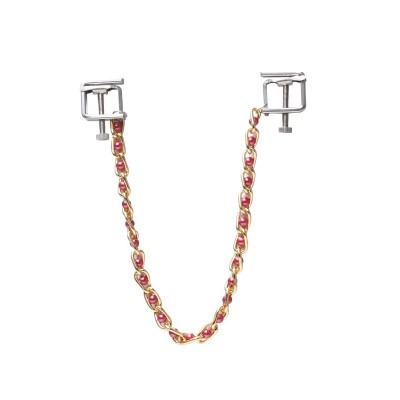 Квадратные зажимы с цепочкой Gold and Pink