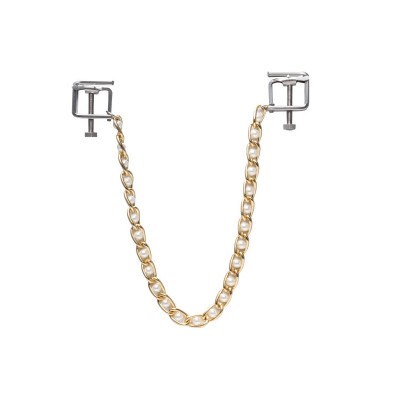 Квадратные зажимы с цепочкой Gold and White