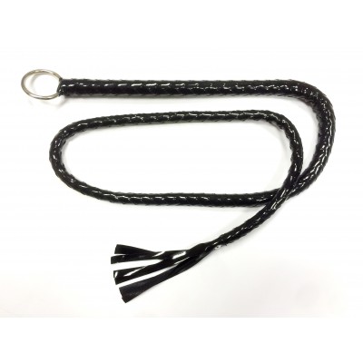 Чёрный лакированный кнут с кольцом