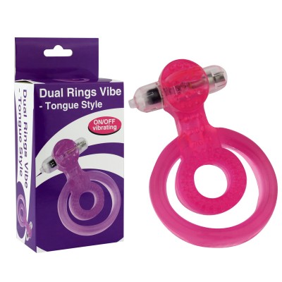 Виброкольцо розовое Dual Rings Tongue Style