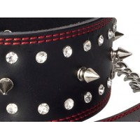 БДСМ ошейник с шипами и поводком цепочкой БДСМ ошейник с шипами и поводком цепочкой