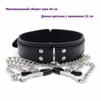 Ошейник с зажимами для сосков Ошейник с зажимами для сосков